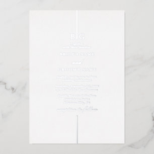 Real Silver Foil Minimal Elegant Monogram Wedding