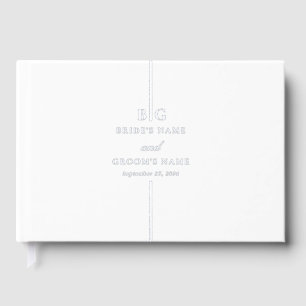 Real Silver Foil Minimal Elegant Monogram Wedding Guest Book