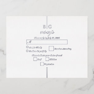 Real Silver Foil Monogram Wedding RSVP Foil Invitation Postcard