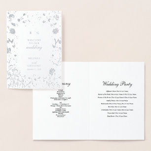 Real Silver Foil Wedding Order of Service Program Foil Card