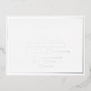 Real Silver Foil White & Silver Wedding RSVP Invitation Postcard
