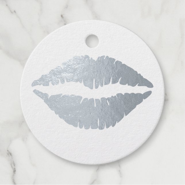 Real Silver Lips Foil Favour Tags (Front)