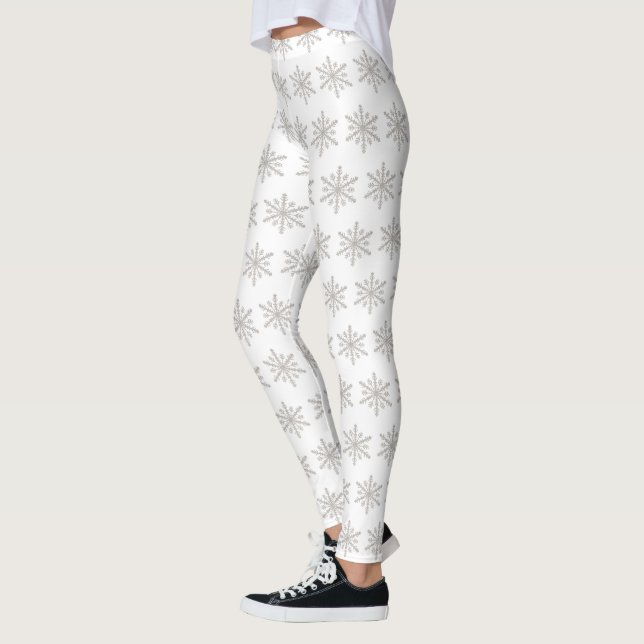 Real Silver Snowflake Pattern Leggings (Left)