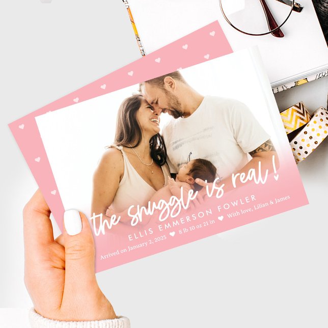 Real Snuggle Fun Baby Birth Announcement (Creator Uploaded)