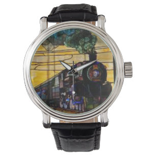 Real steam train engine on vitage watch