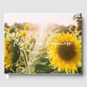 Real Sunflower Photo Field Flowers Are Happiness Guest Book