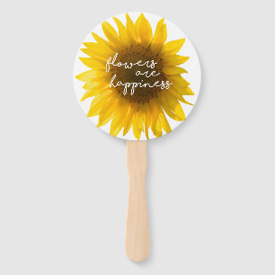 Real Sunflower Photo Field Flowers Are Happiness Hand Fan
