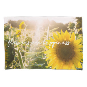 Real Sunflower Photo Field Flowers Are Happiness Pillowcase
