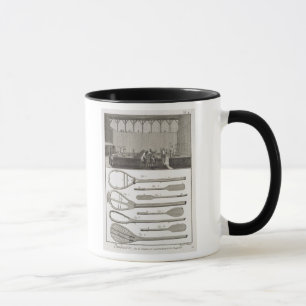 Real tennis and the construction of racquets, from mug