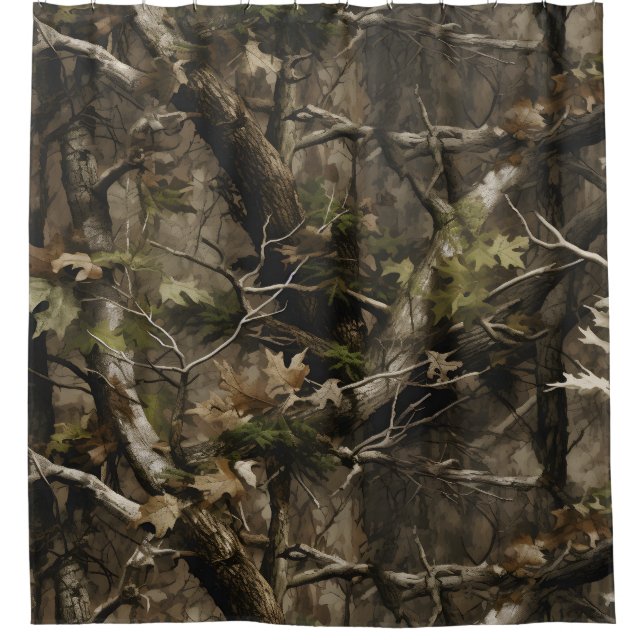 Real Tree Camouflage Shower Curtain (Front)
