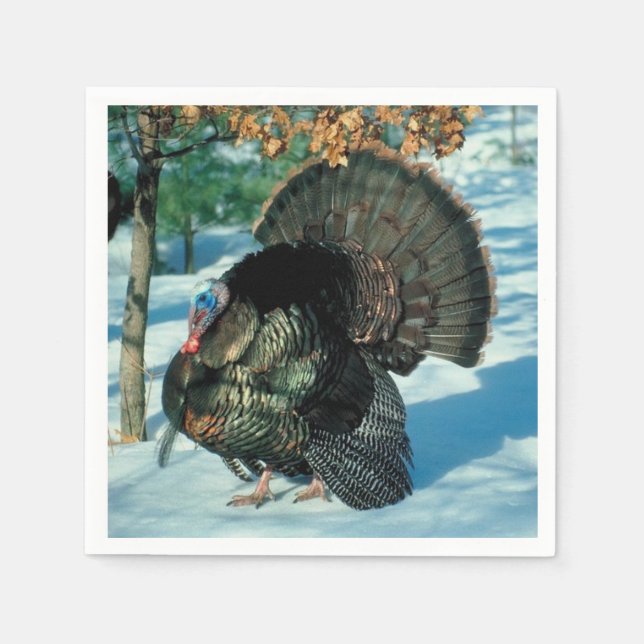 Real Turkey Christmas Thanksgiving Winter Xmas Napkin (Front)