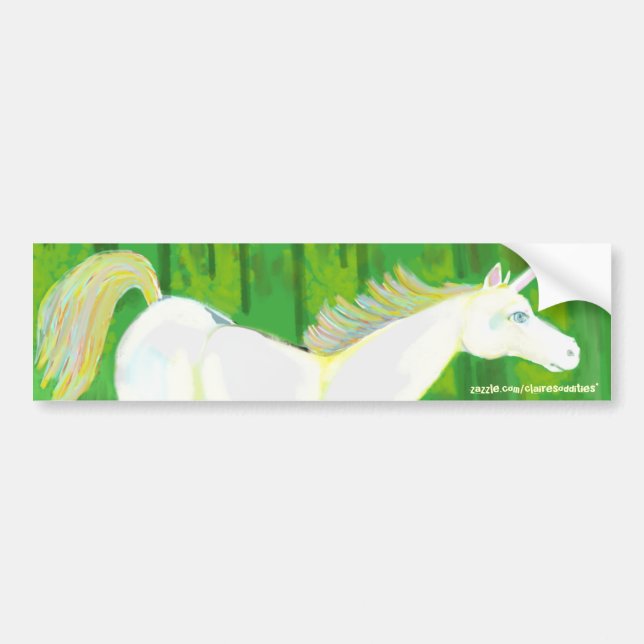 Real Unicorn in a Forest Bumpersticker Bumper Sticker (Front)