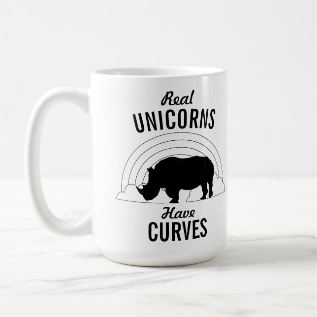 Real Unicorns Have Curves Funny Coffee Mug (Left)