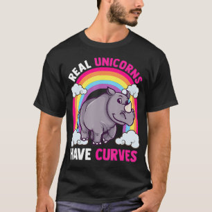 Real Unicorns Have Curves Funny Rhinoceros Animals T-Shirt