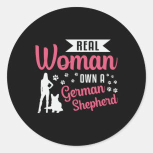 Real Woman Own A German Shepherd Dog Vintage Funny Classic Round Sticker