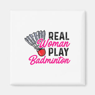 Real Woman Play Badminton Badminton Player Shuttle Magnet