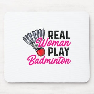 Real Woman Play Badminton Badminton Player Shuttle Mouse Pad
