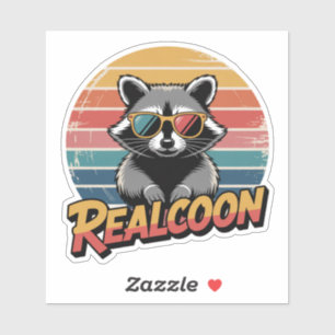 Realcoon Retro Raccoon Sunglasses Funny Sticker