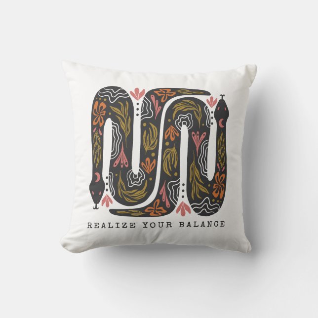 Realise Your Balance Floral Snakes  Cushion (Front)