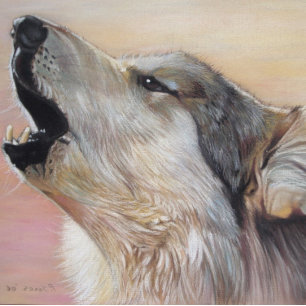 realist wildlife painting of a grey wolf howling jigsaw puzzle