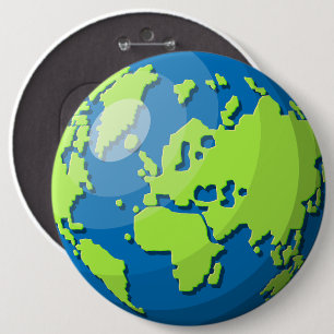 Realistic 3D Globe Design Earth Planet Art 6 Cm Round Badge