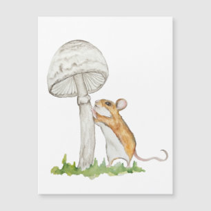 Realistic a funny field mouse and mushroom
