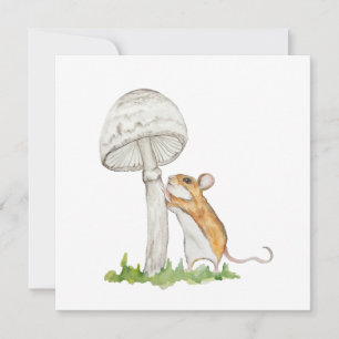 Realistic a funny field mouse and mushroom