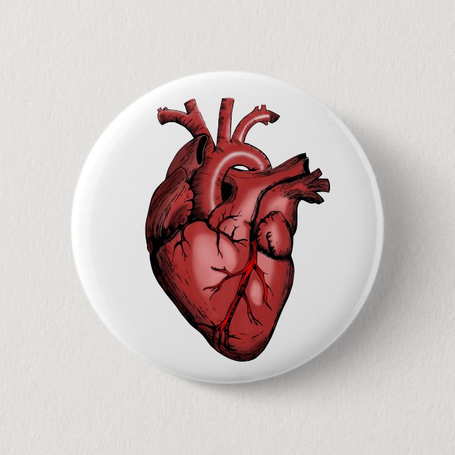 Realistic Anatomical Heart Image 6 Cm Round Badge (Front)