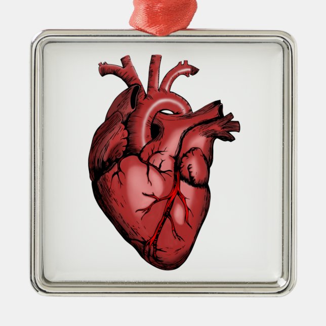 Realistic Anatomical Heart Image Metal Ornament (Front)