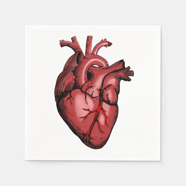 Realistic Anatomical Heart Image Napkin (Front)