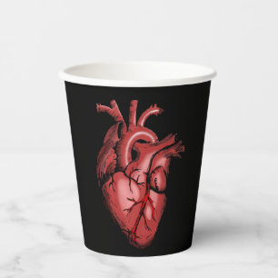 Realistic Anatomical Heart Image Paper Cups