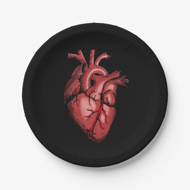 Realistic Anatomical Heart Image Paper Plate (Front)