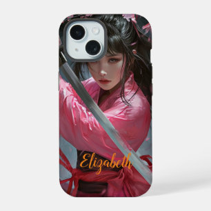 Realistic anime female warrior iPhone 15 case
