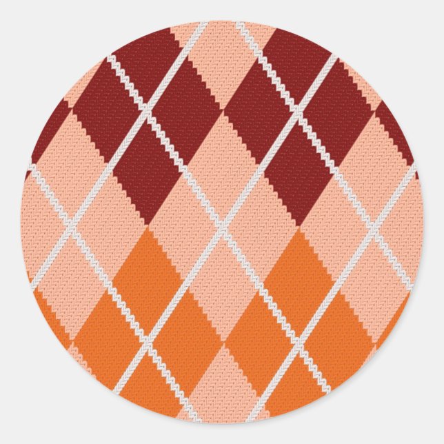 Realistic Argyle Cloth Classic Round Sticker (Front)