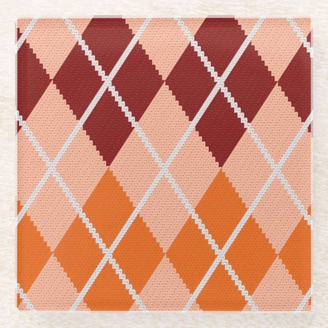Realistic Argyle Cloth Glass Coaster (Front)