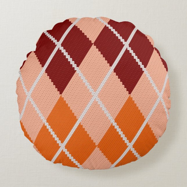 Realistic Argyle Cloth Round Cushion (Front)