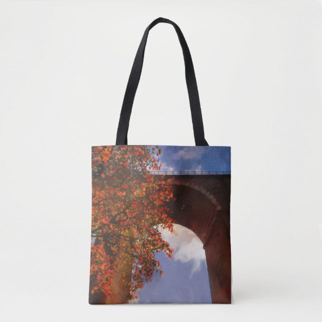 Realistic autumn tree with red leaves in Newquay Tote Bag (Front)