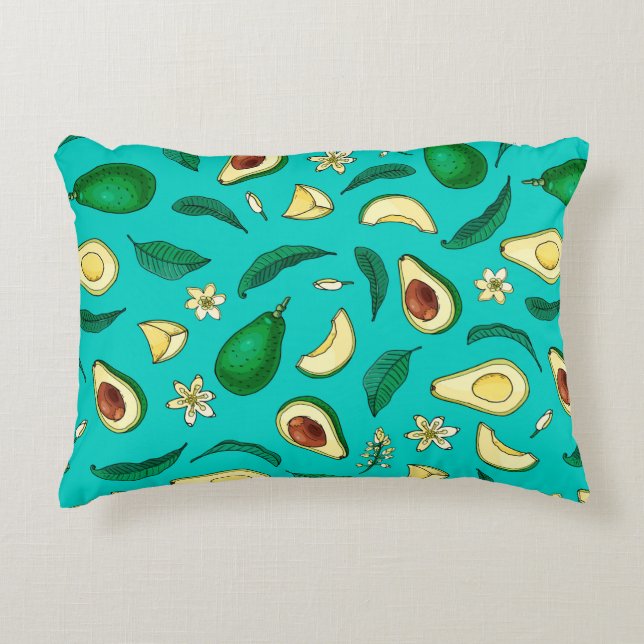 Realistic avocado. Seamless pattern. Summer exotic Decorative Cushion (Front)