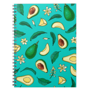 Realistic avocado. Seamless pattern. Summer exotic Notebook