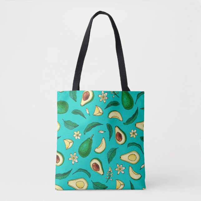 Realistic avocado. Seamless pattern. Summer exotic Tote Bag (Front)