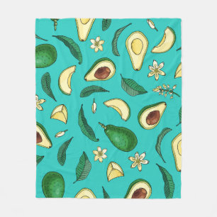 Realistic Avocado: Summer Food Pattern Fleece Blanket