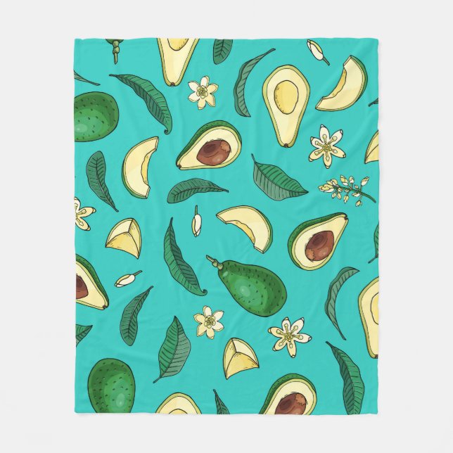 Realistic Avocado: Summer Food Pattern Fleece Blanket (Front)