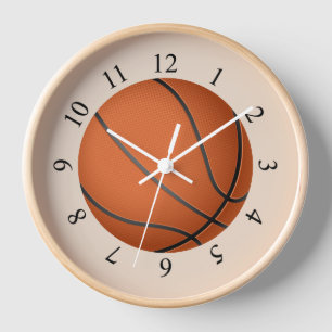 Realistic basketball background round clock