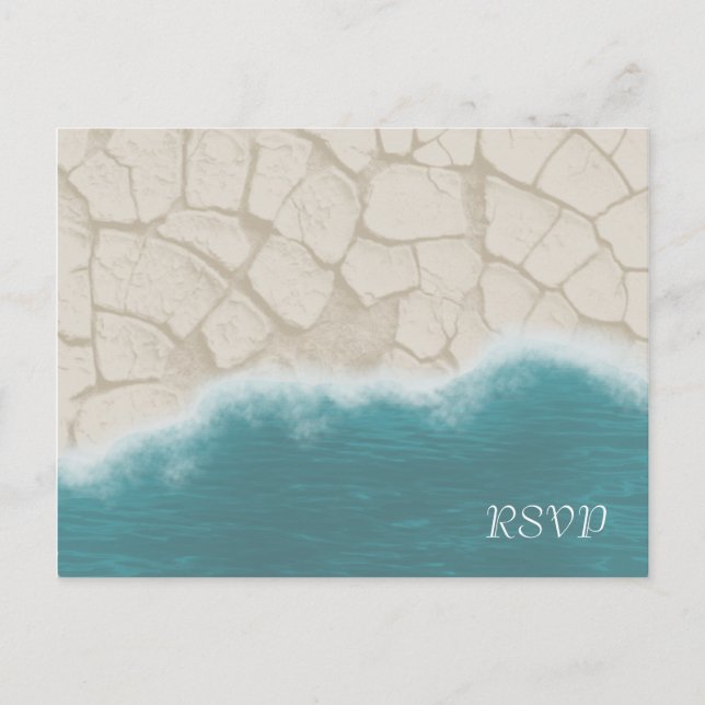 Realistic Beach RSVP: Front and Back Invitation Postcard (Front)