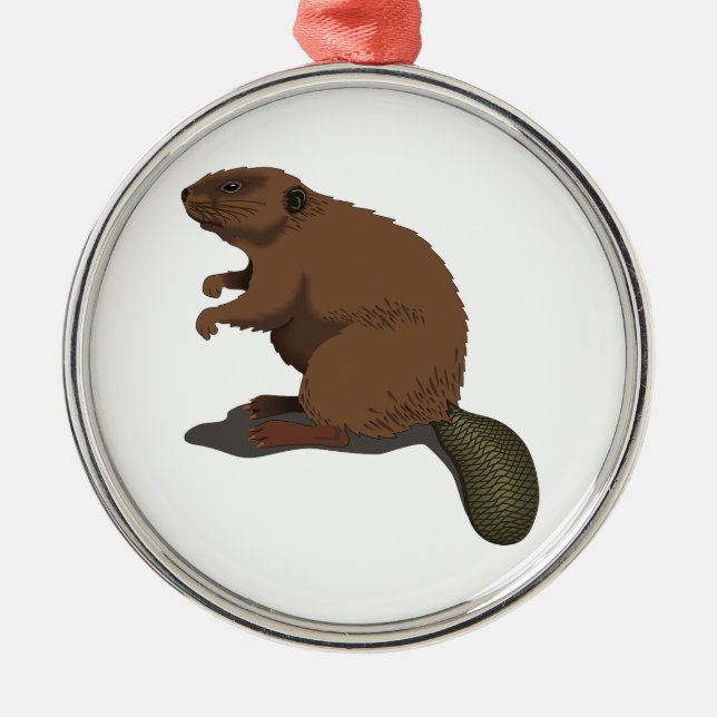 Realistic Beaver Metal Tree Decoration (Front)