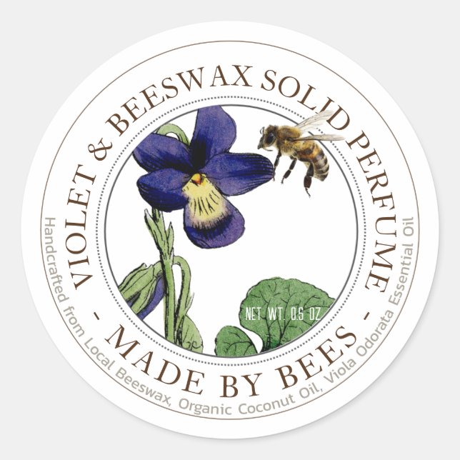 Realistic Bee and Violet Lip Gloss Editable Label (Front)