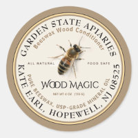 Realistic Bee Beeswax Wood Conditioner Label