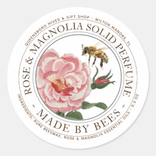 Realistic Bee & Rose Solid Perfume Editable Label