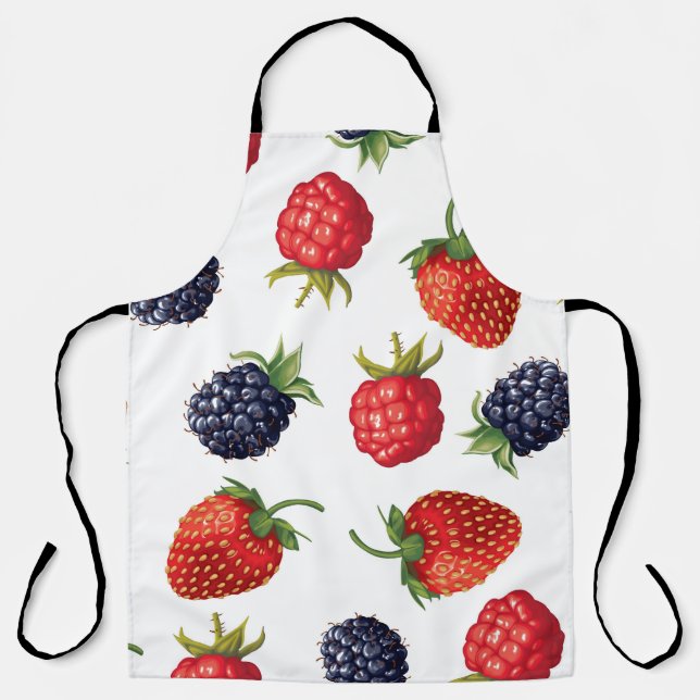Realistic Berries Delicious Seamless Pattern Apron (Front)