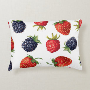Realistic Berries Delicious Seamless Pattern Decorative Cushion